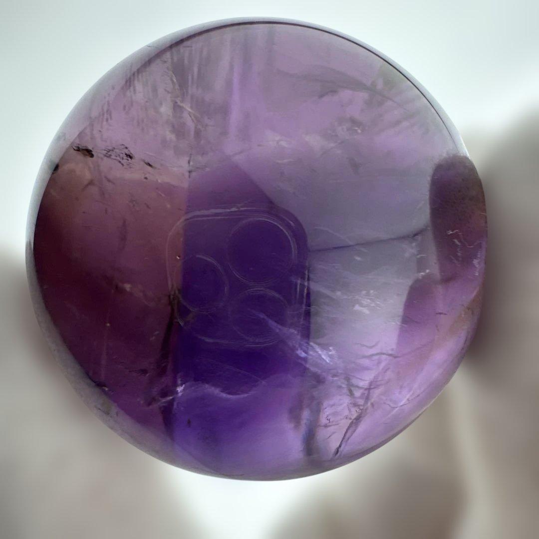 M-7天然アメトリン丸玉　トラピチェアメジストスフィア虹入り　天然石　クリスタル