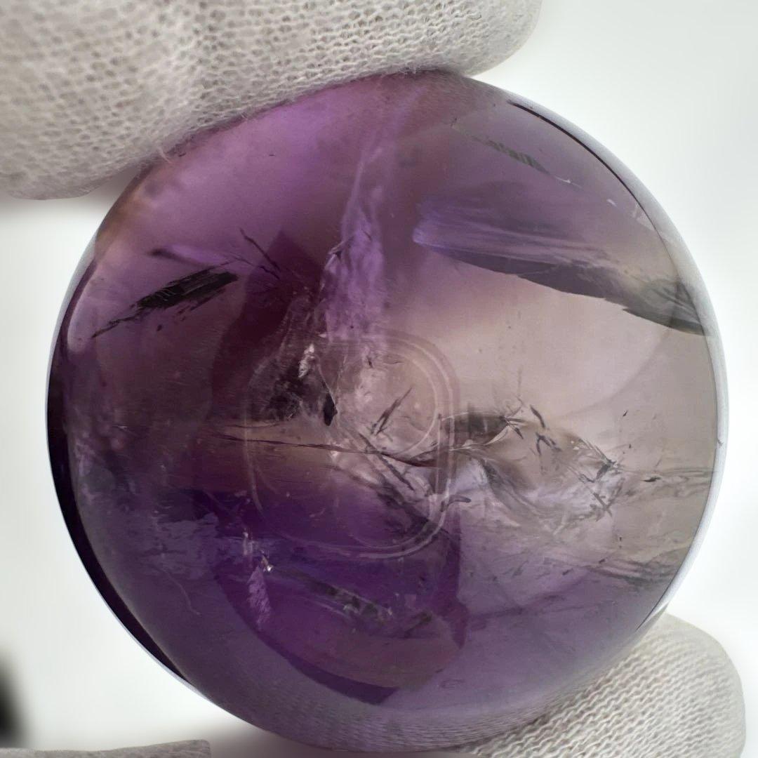 M-7天然アメトリン丸玉　トラピチェアメジストスフィア虹入り　天然石　クリスタル