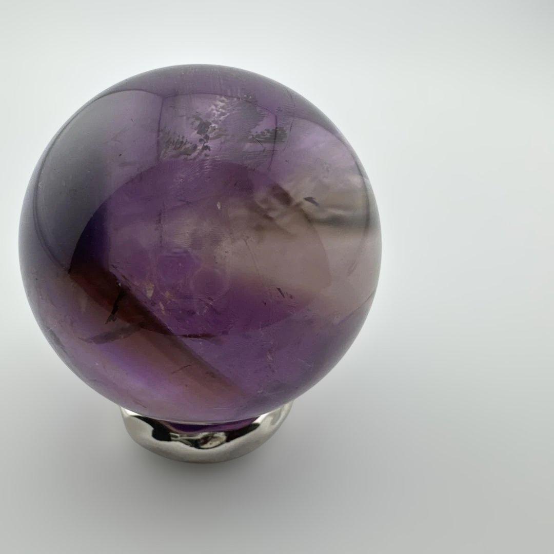 M-7天然アメトリン丸玉　トラピチェアメジストスフィア虹入り　天然石　クリスタル