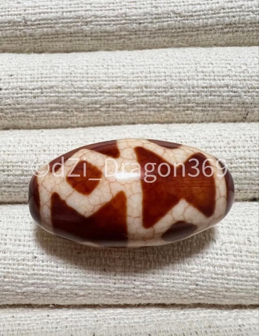 【高品質】dZi beads ジービーズ 上肯 玉髄 龍紋火供 金剛杵天珠