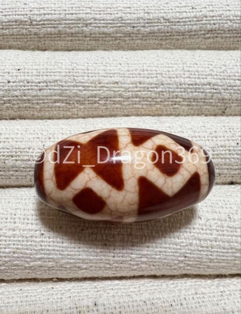 【高品質】dZi beads ジービーズ 上肯 玉髄 龍紋火供 金剛杵天珠