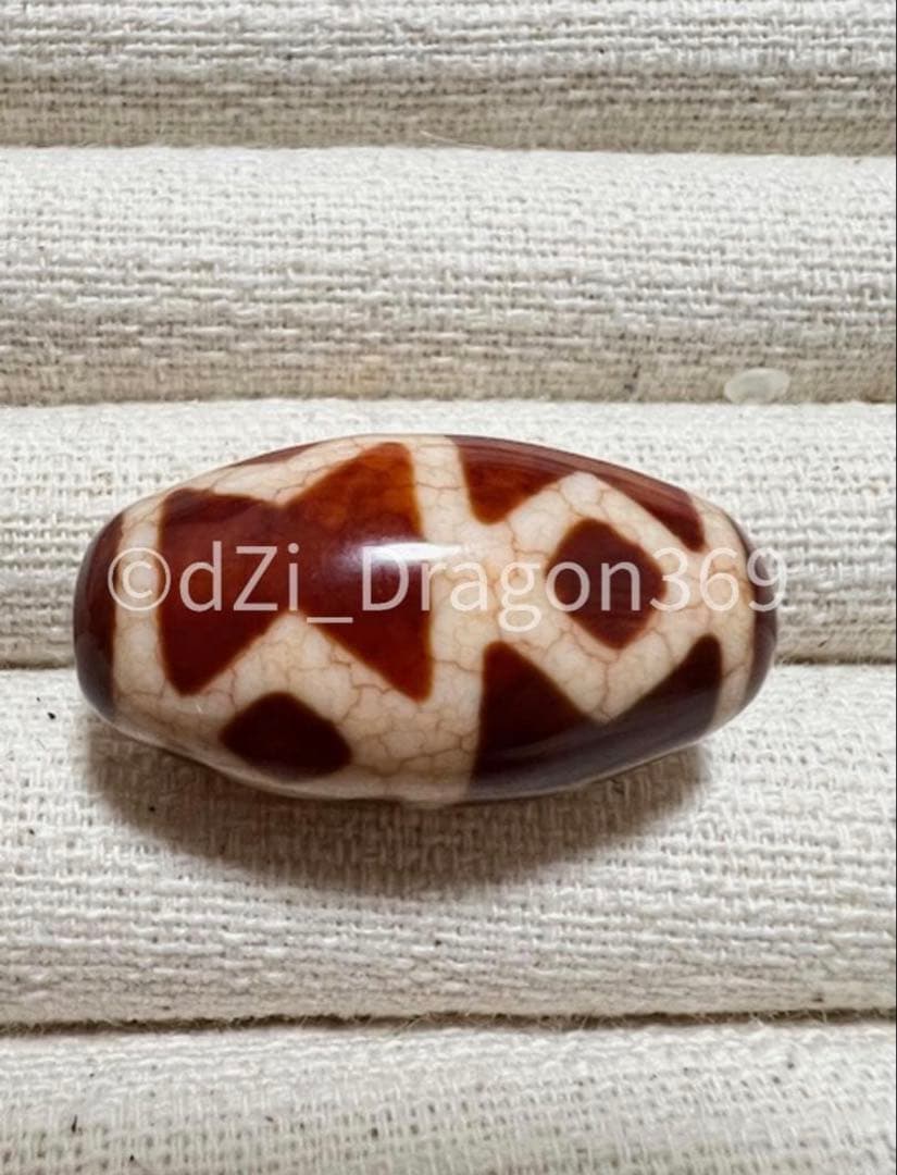 【高品質】dZi beads ジービーズ 上肯 玉髄 龍紋火供 金剛杵天珠