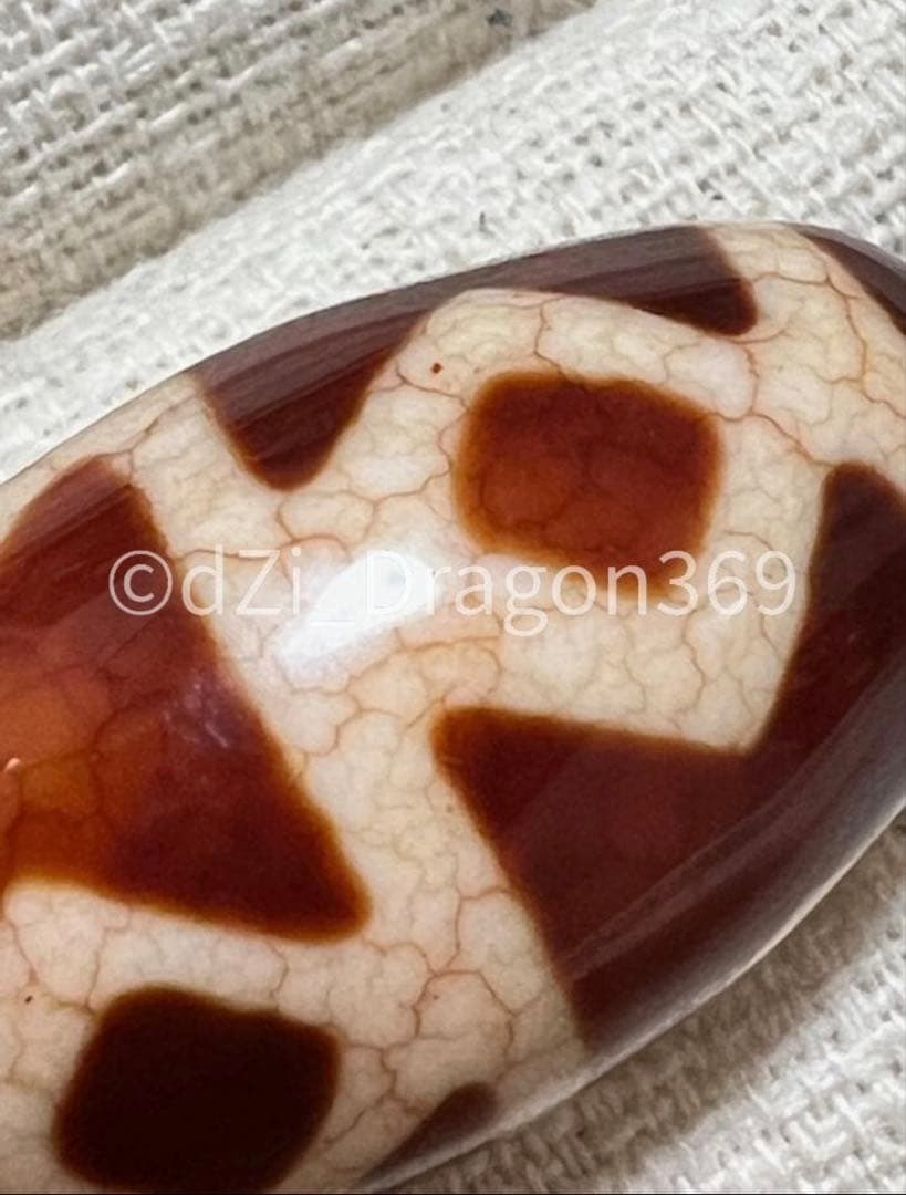 【高品質】dZi beads ジービーズ 上肯 玉髄 龍紋火供 金剛杵天珠