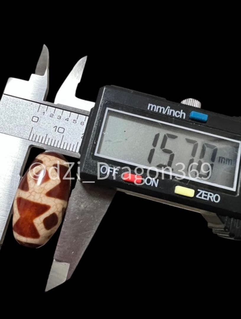 【高品質】dZi beads ジービーズ 上肯 玉髄 龍紋火供 金剛杵天珠