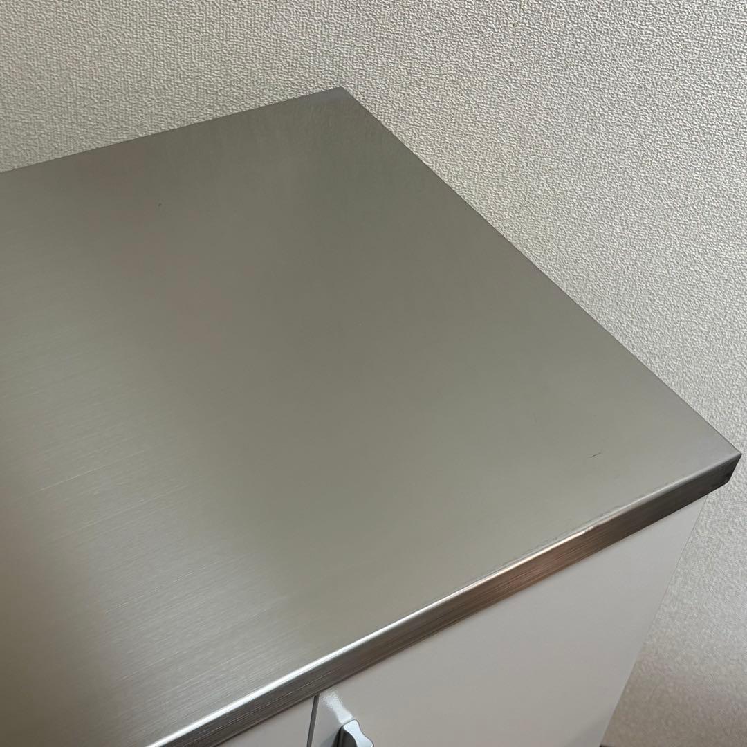 山善　ステンレス　天板　キッチンワゴン　食器棚　キャスター付き