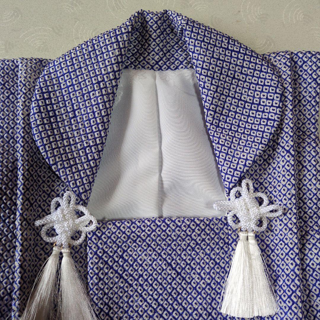 七五三３歳正絹総絞りの被布（青色）中綿無し