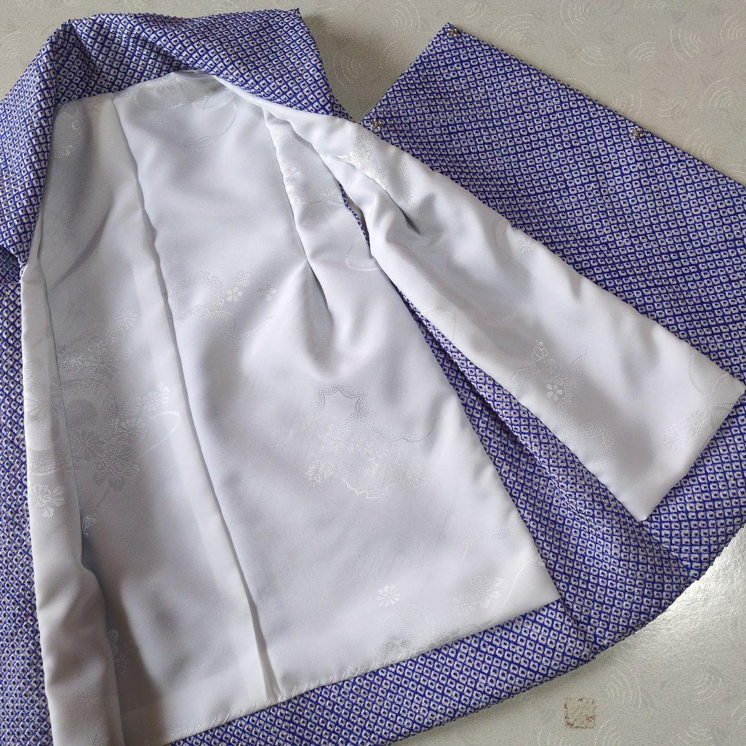 七五三３歳正絹総絞りの被布（青色）中綿無し