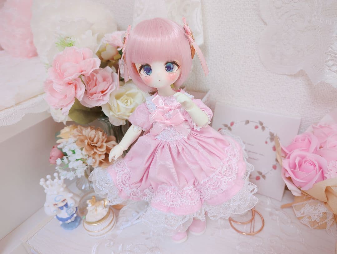 プリンセス風ドレスピンク／1/6ドール服