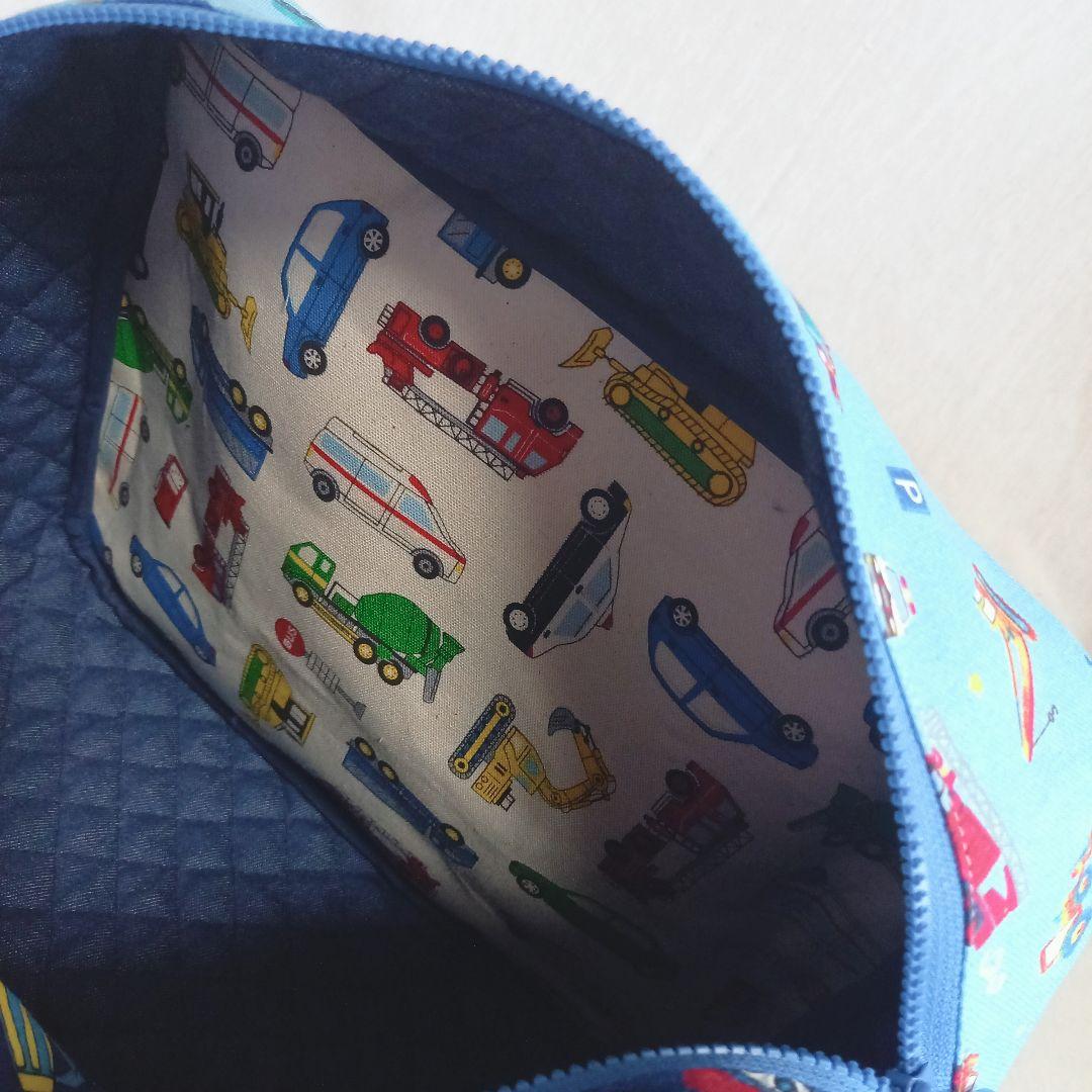 手作り☆働く車&電車&新幹線の盛りだくさんファスナー&ショルダーバッグ☆L