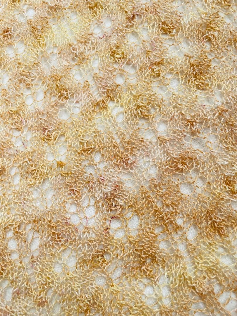 透かし編み ベージュ 系 ストール 極細手染め糸 ナチュラル ハンドメイド