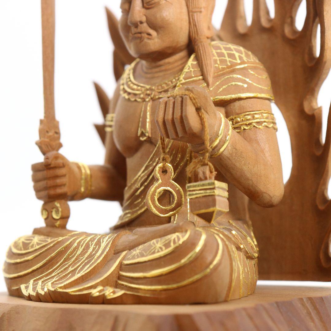 不動明王 有馬頼底(相國大龍)書付 臨済宗 白檀木彫仏像 仏教美術　DX151