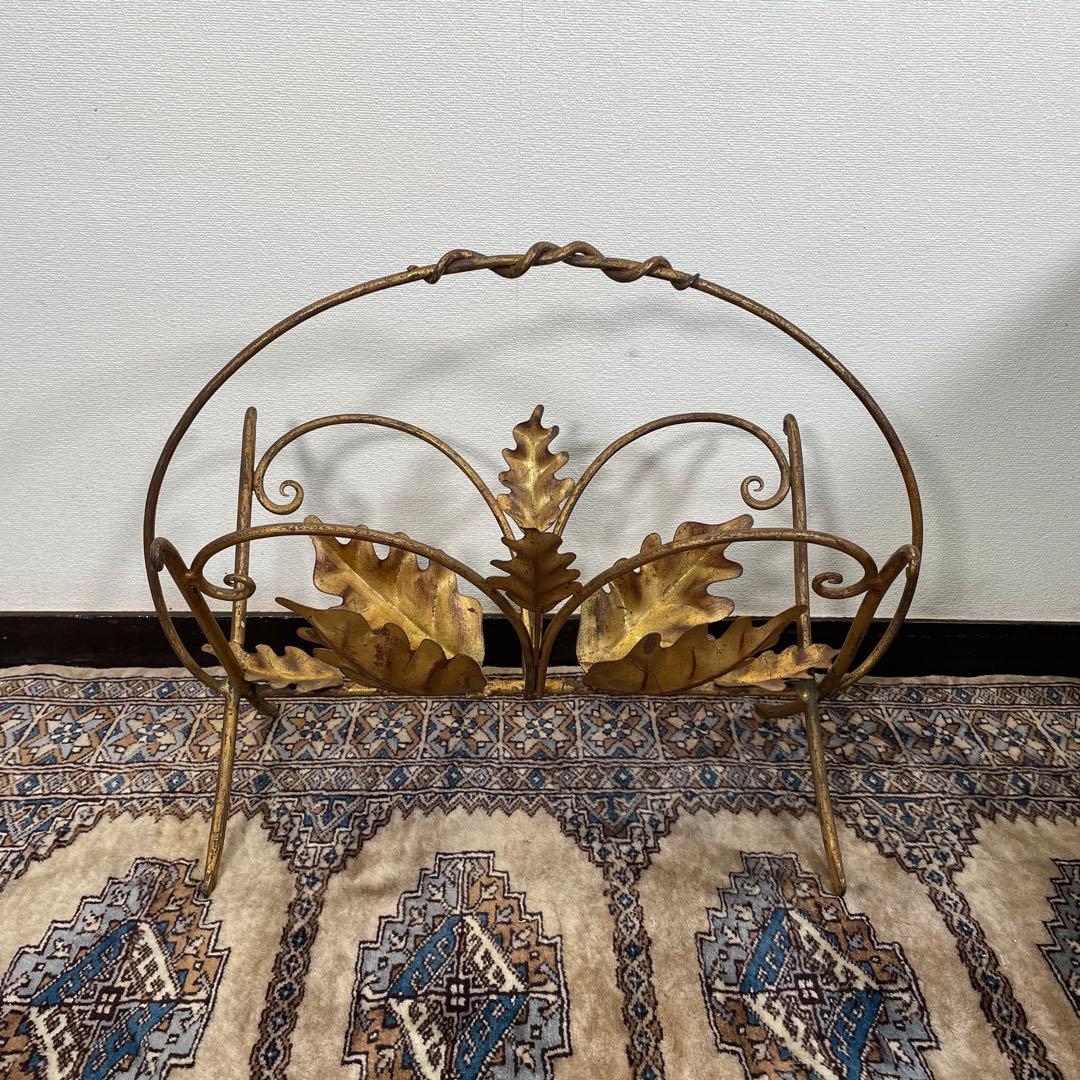 リーフデザイン ヴィンテージ マガジンラック アンティークゴールド エレガント