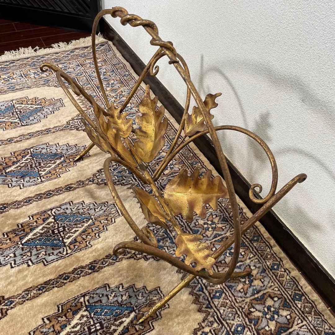 リーフデザイン ヴィンテージ マガジンラック アンティークゴールド エレガント