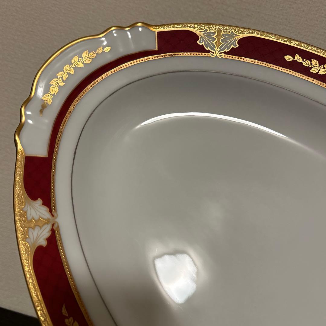 大倉陶園　マロン　金彩金蝕　オーバルプレート　ディナープレート　Lサイズ