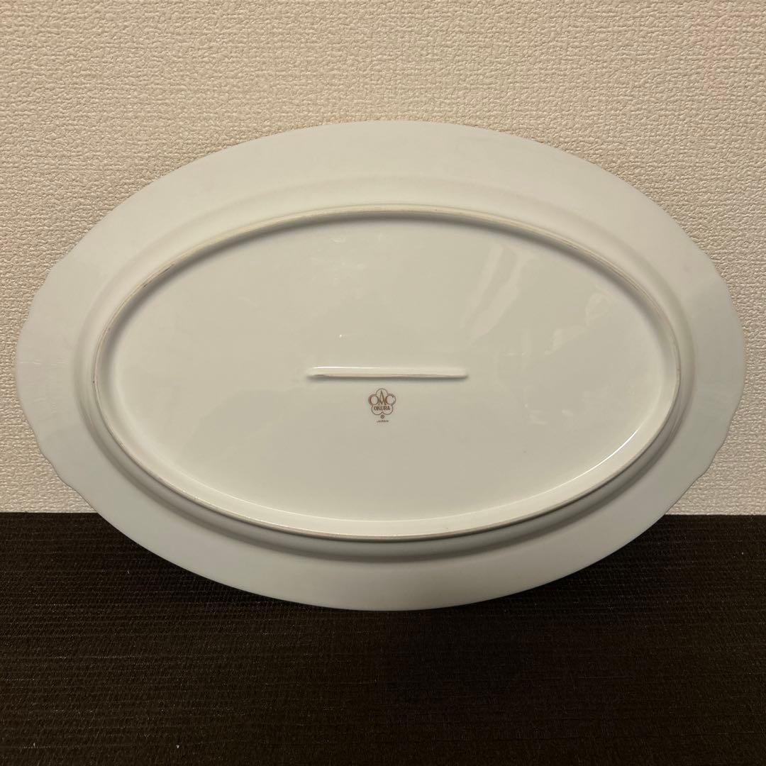 大倉陶園　マロン　金彩金蝕　オーバルプレート　ディナープレート　Lサイズ