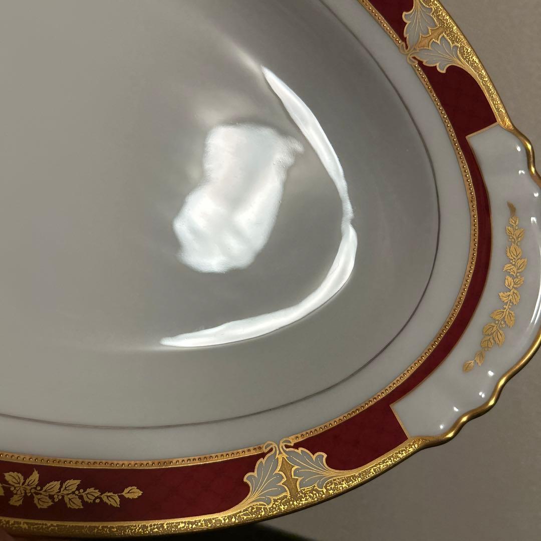 大倉陶園　マロン　金彩金蝕　オーバルプレート　ディナープレート　Lサイズ