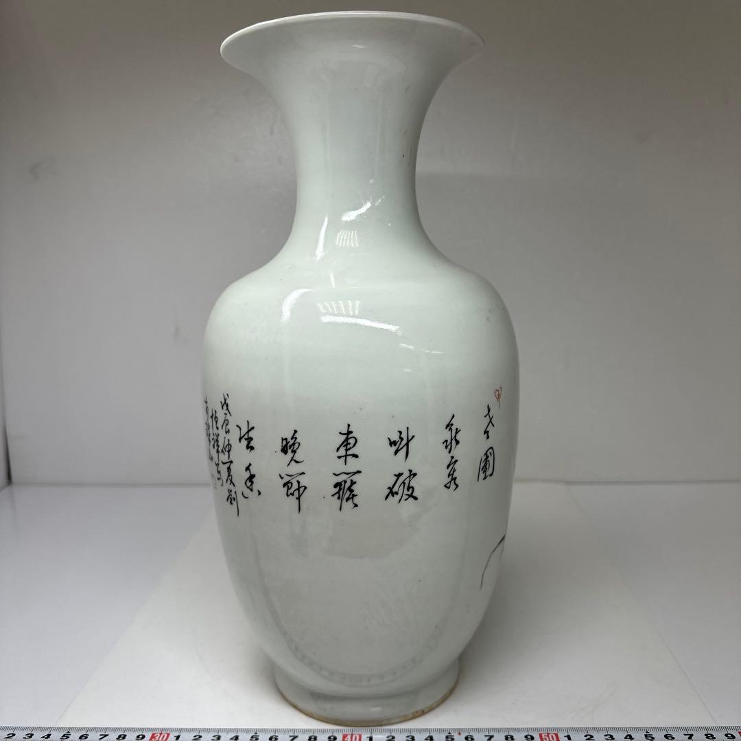 中国清時代 粉彩花鳥図花瓶 高さ35㎝ 東Y7-0421②トヒコ