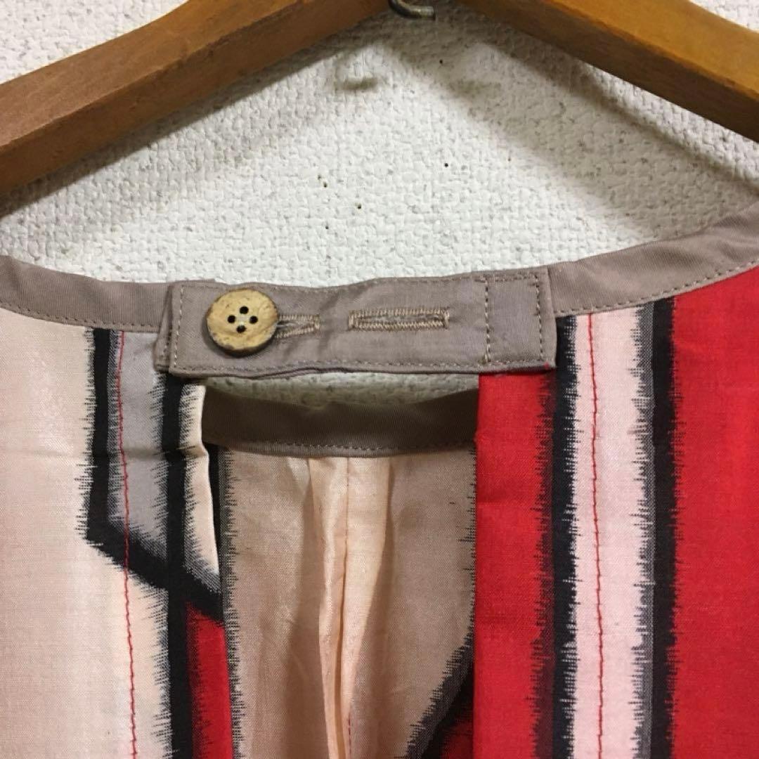 着物リメイク 割烹着 正絹銘仙 ピカソ風柄 古布リメイク