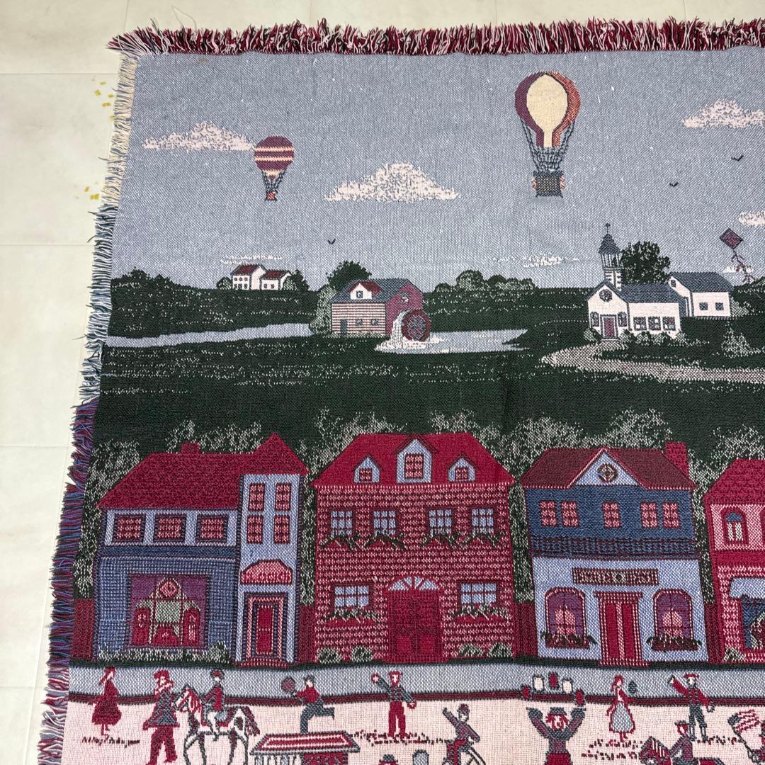 街の風景　マルチカバー　ソファーカバー　ヴィンテージラグ　175x121