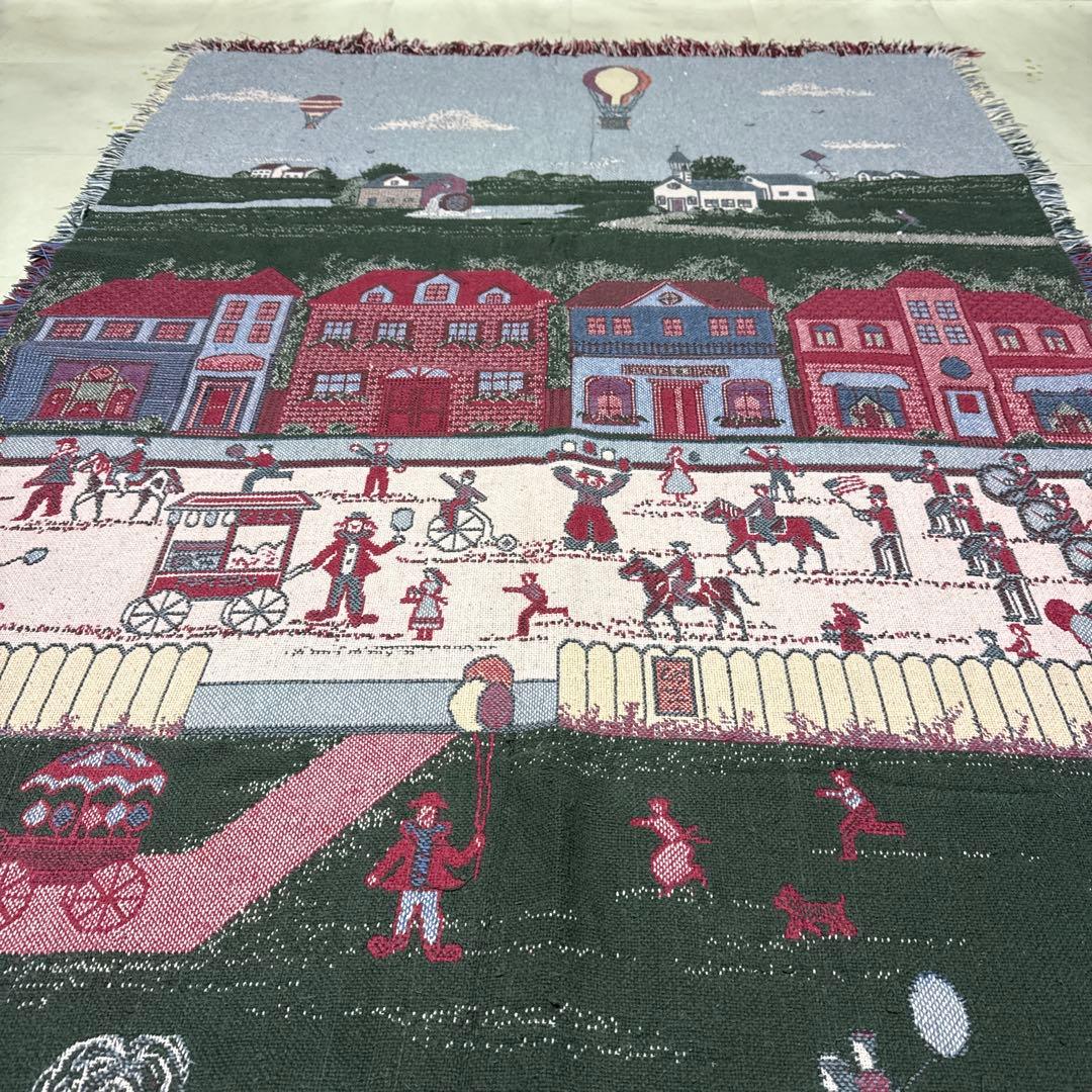 街の風景　マルチカバー　ソファーカバー　ヴィンテージラグ　175x121