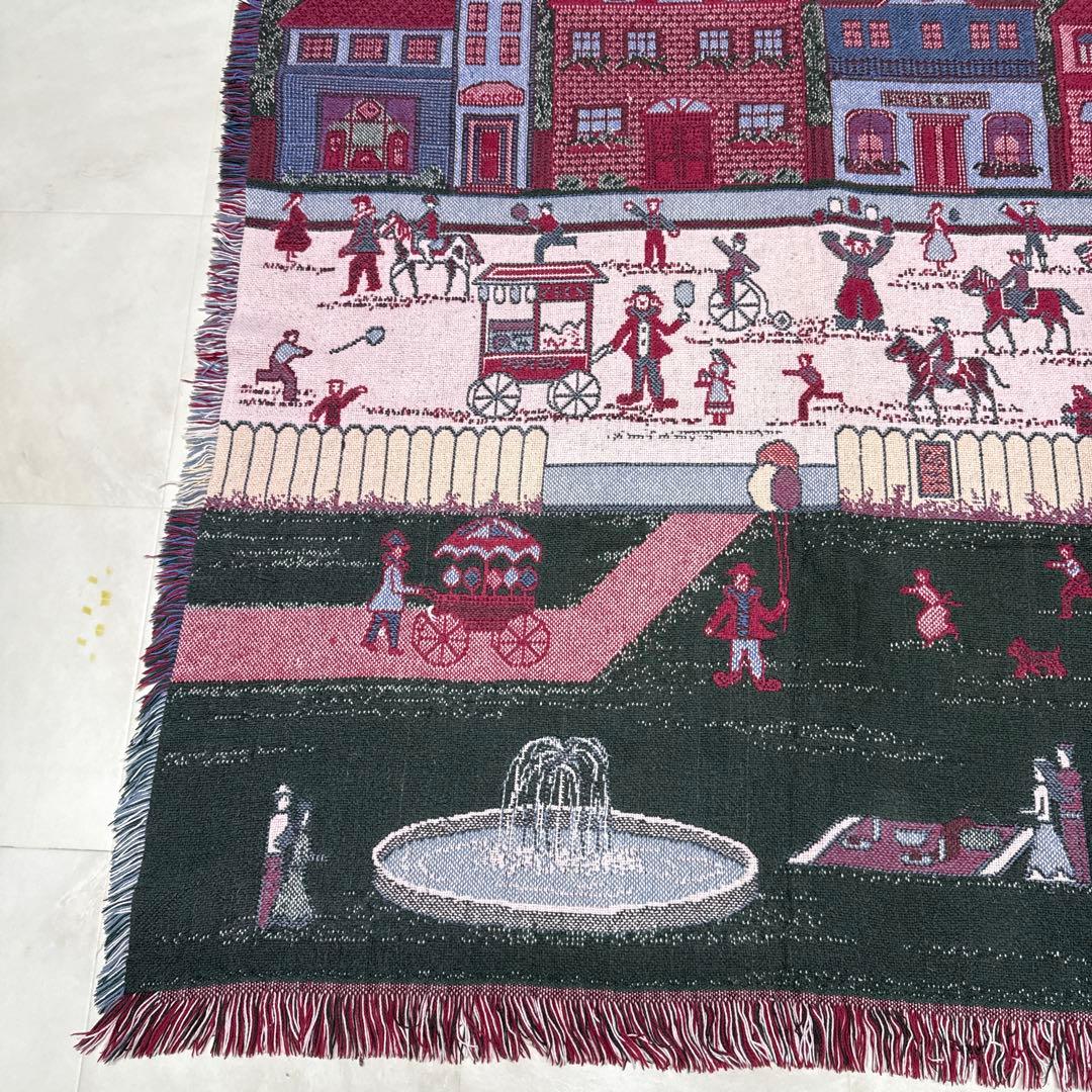 街の風景　マルチカバー　ソファーカバー　ヴィンテージラグ　175x121