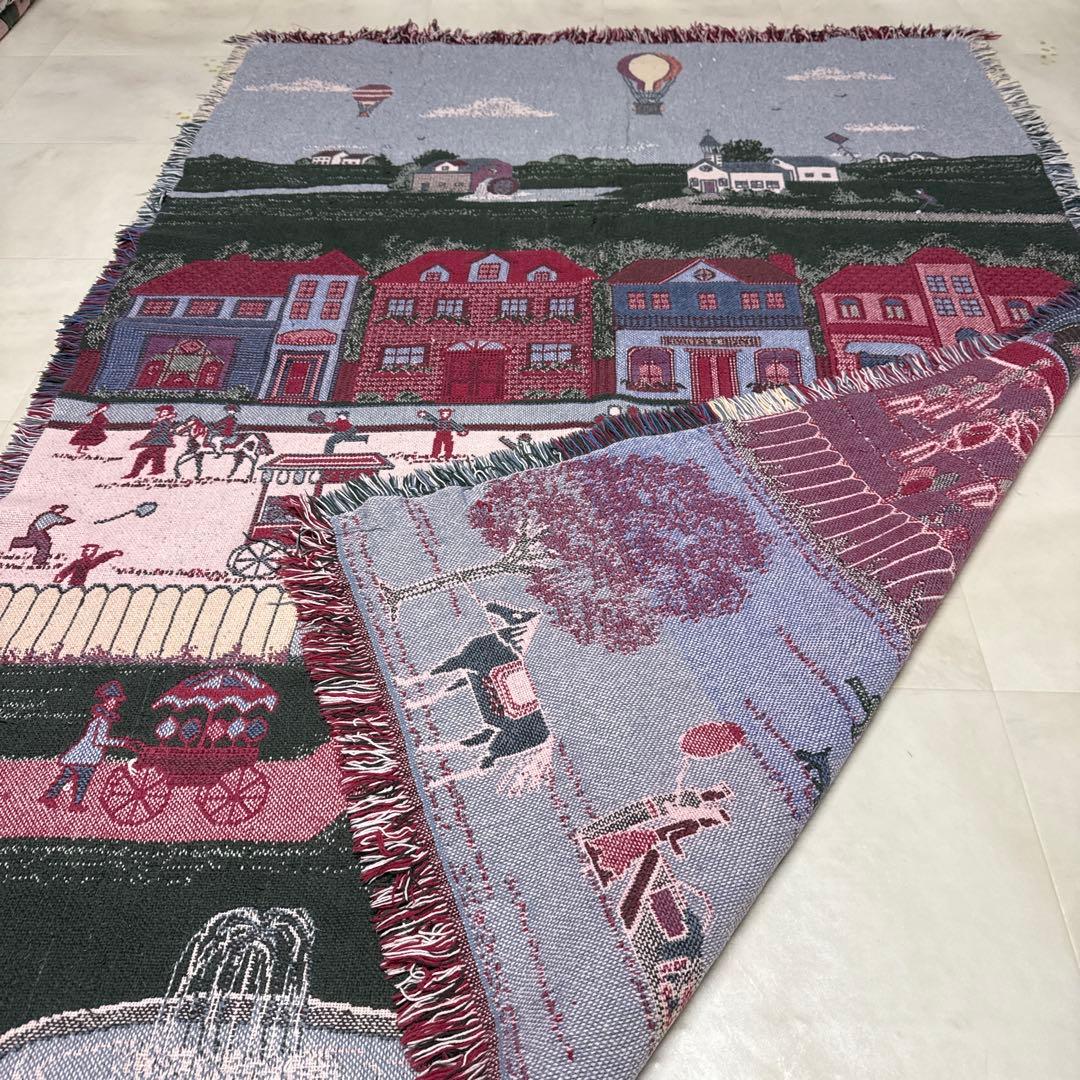 街の風景　マルチカバー　ソファーカバー　ヴィンテージラグ　175x121