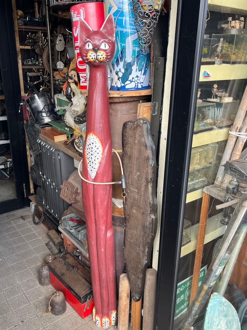 Rickです 木彫りのバリネコ 、149センチ、エスニック 、玄関 置物