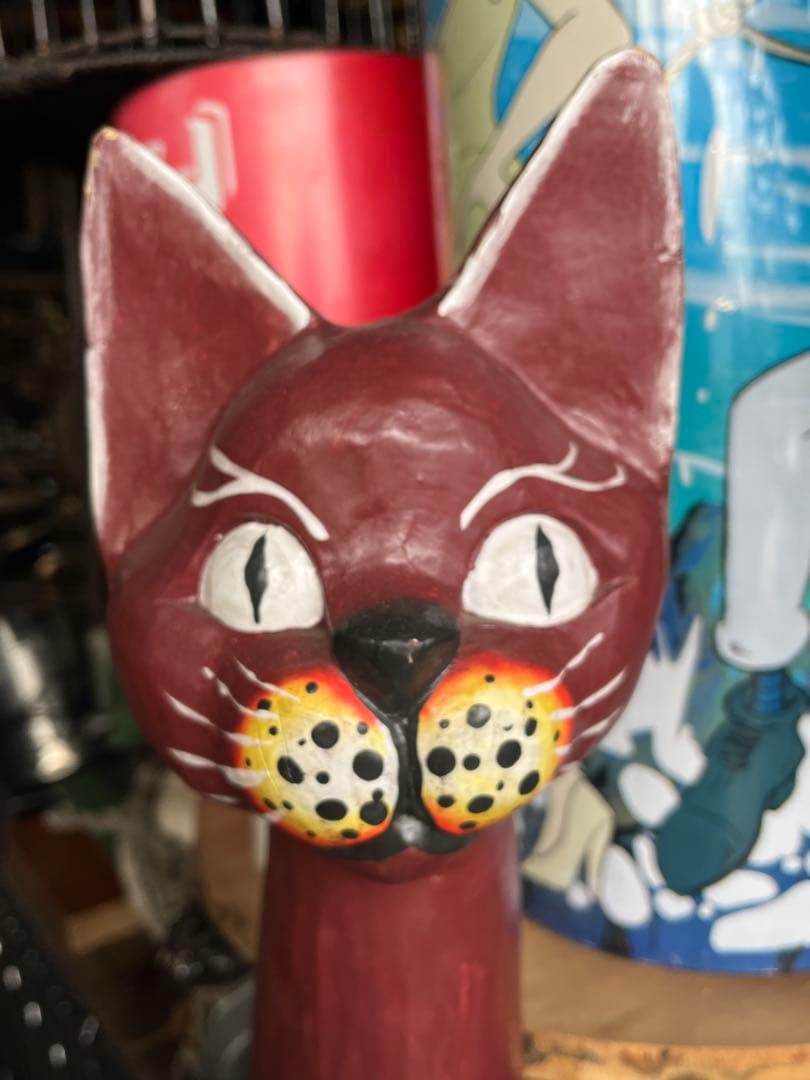 Rickです 木彫りのバリネコ 、149センチ、エスニック 、玄関 置物