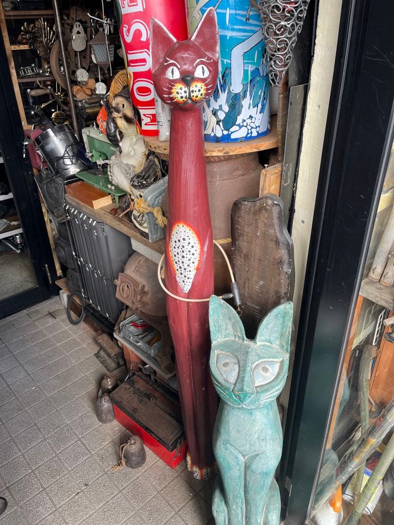 Rickです 木彫りのバリネコ 、149センチ、エスニック 、玄関 置物