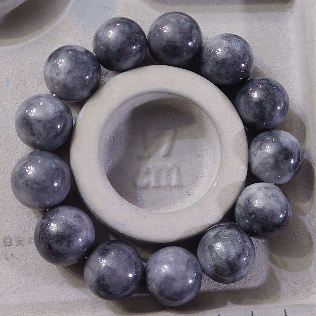 ★大粒！ビルマ産黒翡翠 17ミリ珠 ブレスレット②(SA)