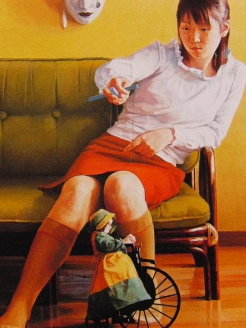 弥富節子、マリオネット、希少な画集より、新品高級額、額装付、状態良好