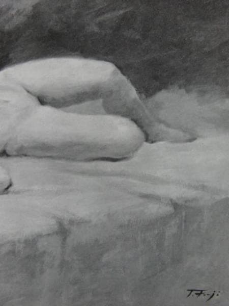 藤田忠夫、【仰臥裸婦】、希少画集画、新品高級額・額装付