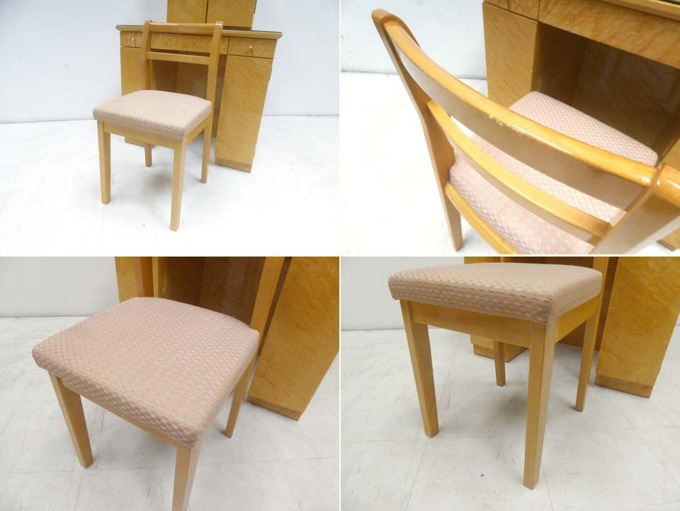 ■松創 matsuso■バーズアイメープル ドレッサー 三面鏡 チェア付