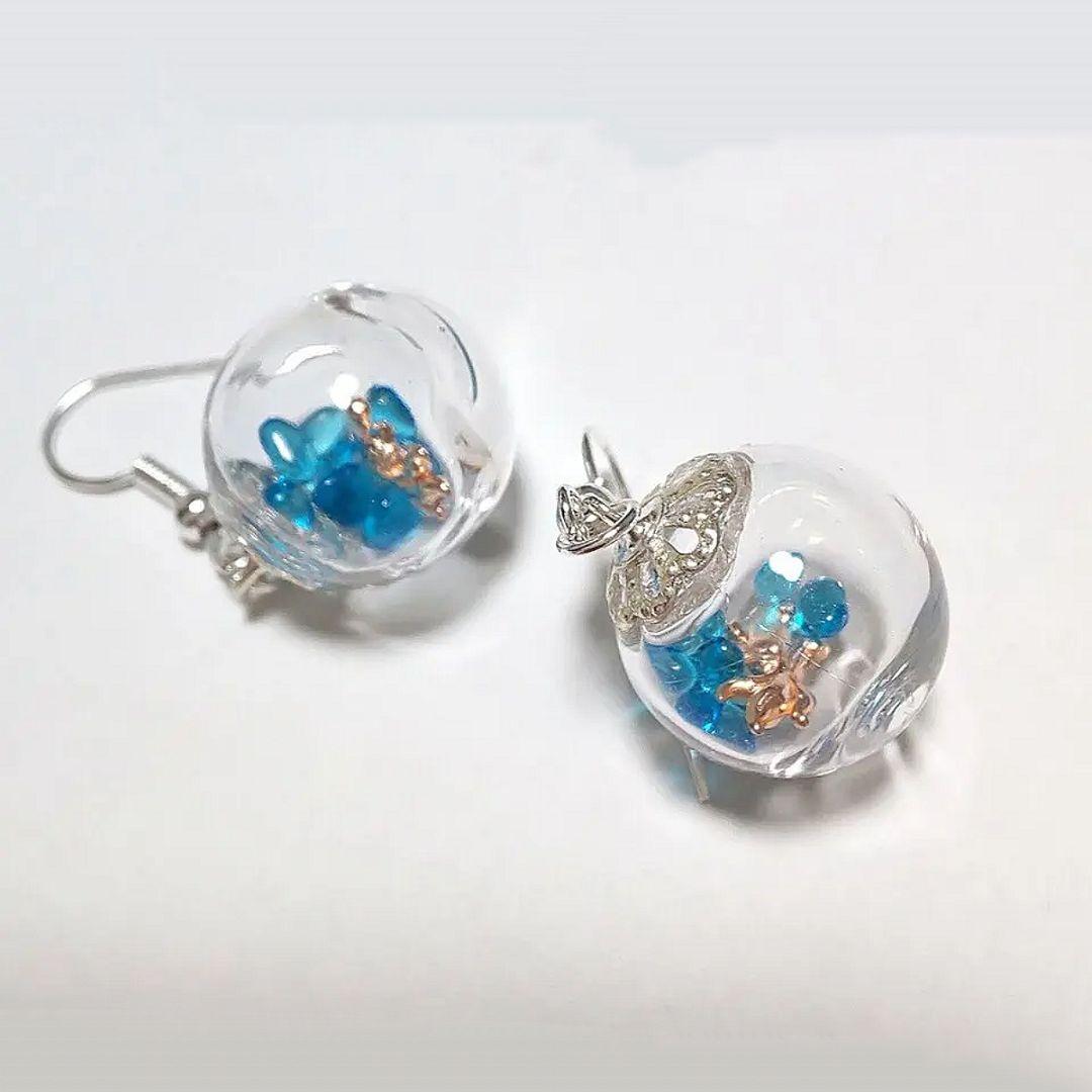 【183】ドームピアス／ガラス粒／金魚