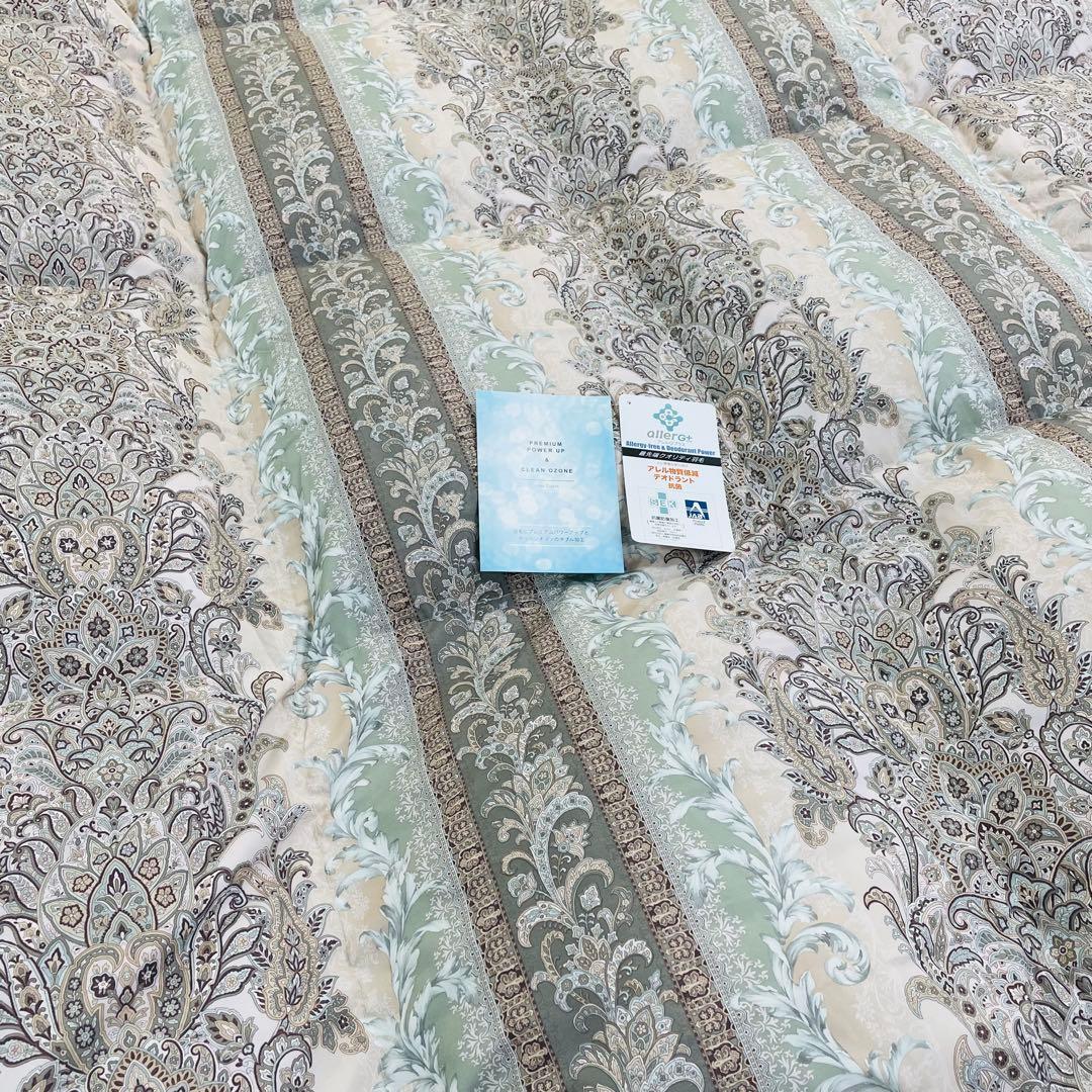 羽毛布団 シングル 増量 抗菌防臭羽毛 ピンクグリーン 日本製　特別価格