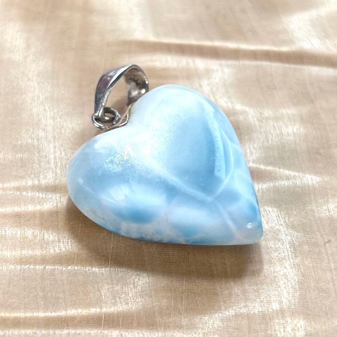 ハイクオリティ ラリマー 可愛いハート型 ネックレス 3 - チャーム