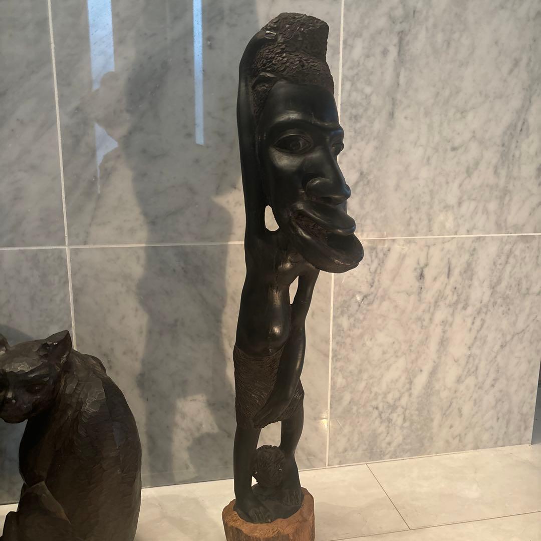 東アフリカビンテージインパクトのある巨大な顔がとてつもない存在感の木彫り