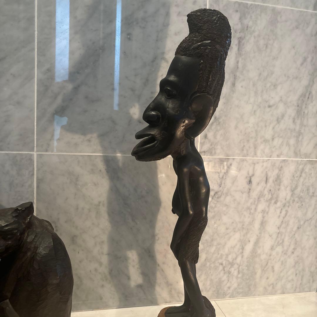 東アフリカビンテージインパクトのある巨大な顔がとてつもない存在感の木彫り