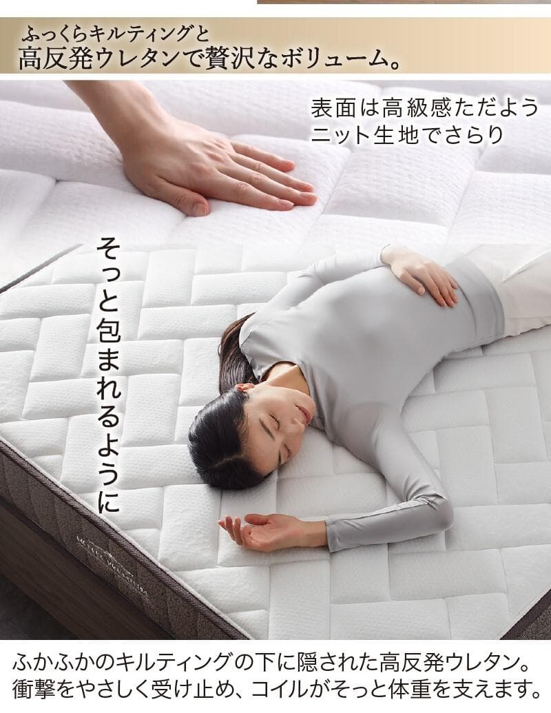 圧縮ロールホテルプレミアム　高密度ポケットコイルマットレス　セミダブル　ホワイト