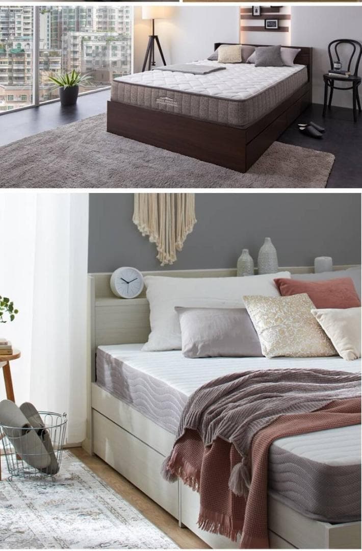 圧縮ロールホテルプレミアム　高密度ポケットコイルマットレス　セミダブル　ホワイト