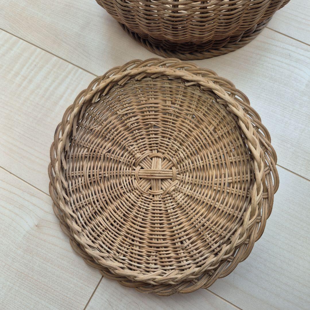 フランスアンティークレース付き　かご　パニエ