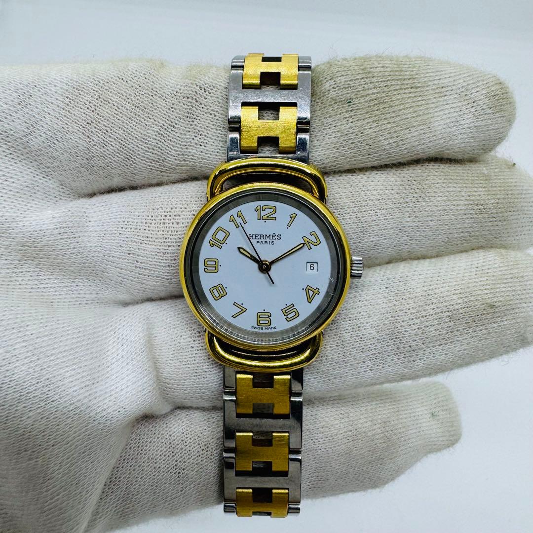 ✨HERMES✨エルメス✨プルマン✨ホワイト文字盤✨コンビ✨レディース✨腕時計✨