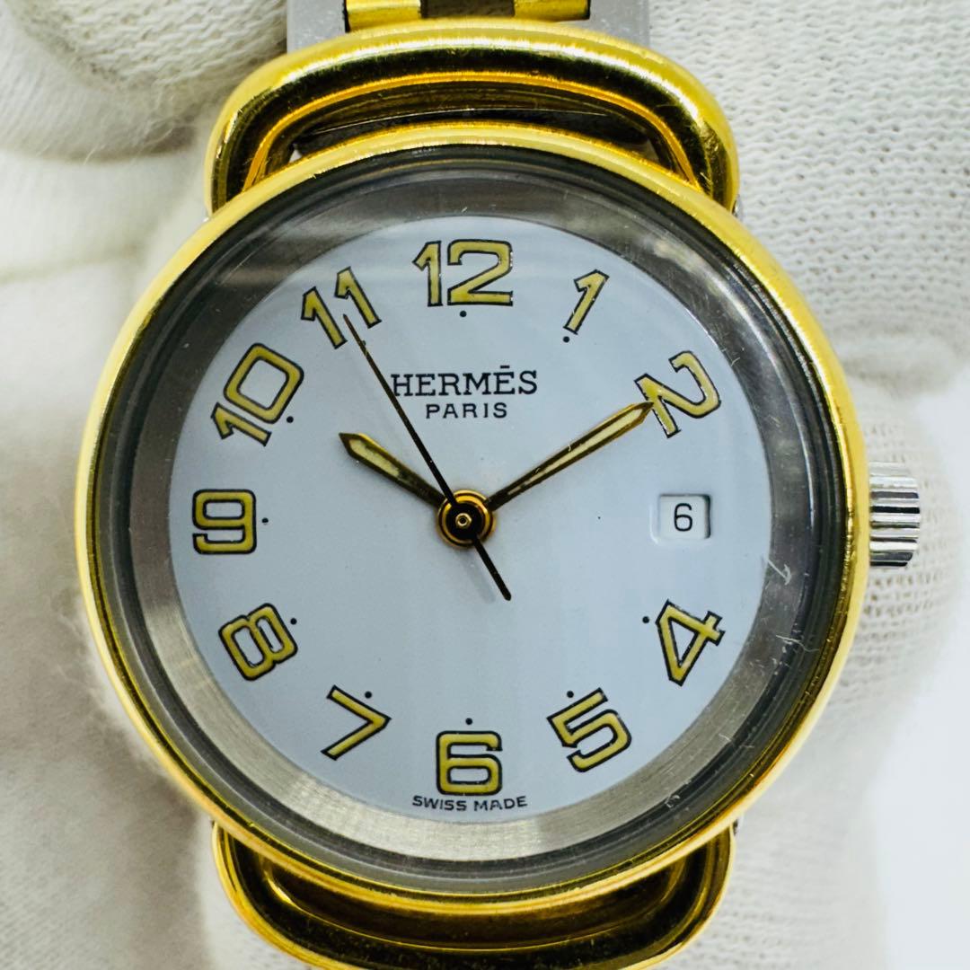 ✨HERMES✨エルメス✨プルマン✨ホワイト文字盤✨コンビ✨レディース✨腕時計✨
