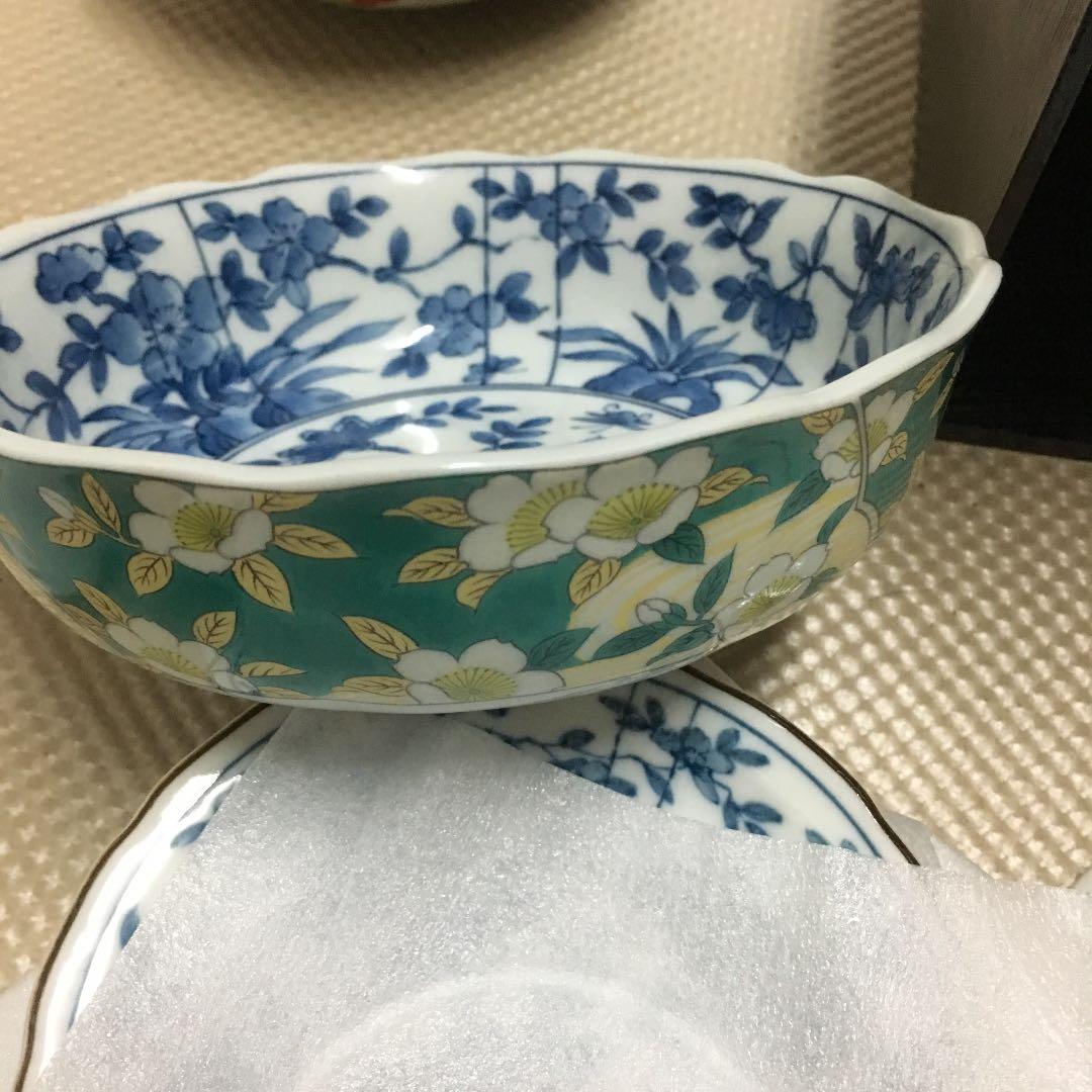 0652　盛鉢3客 小皿5客 菜箸1 セラミック藍