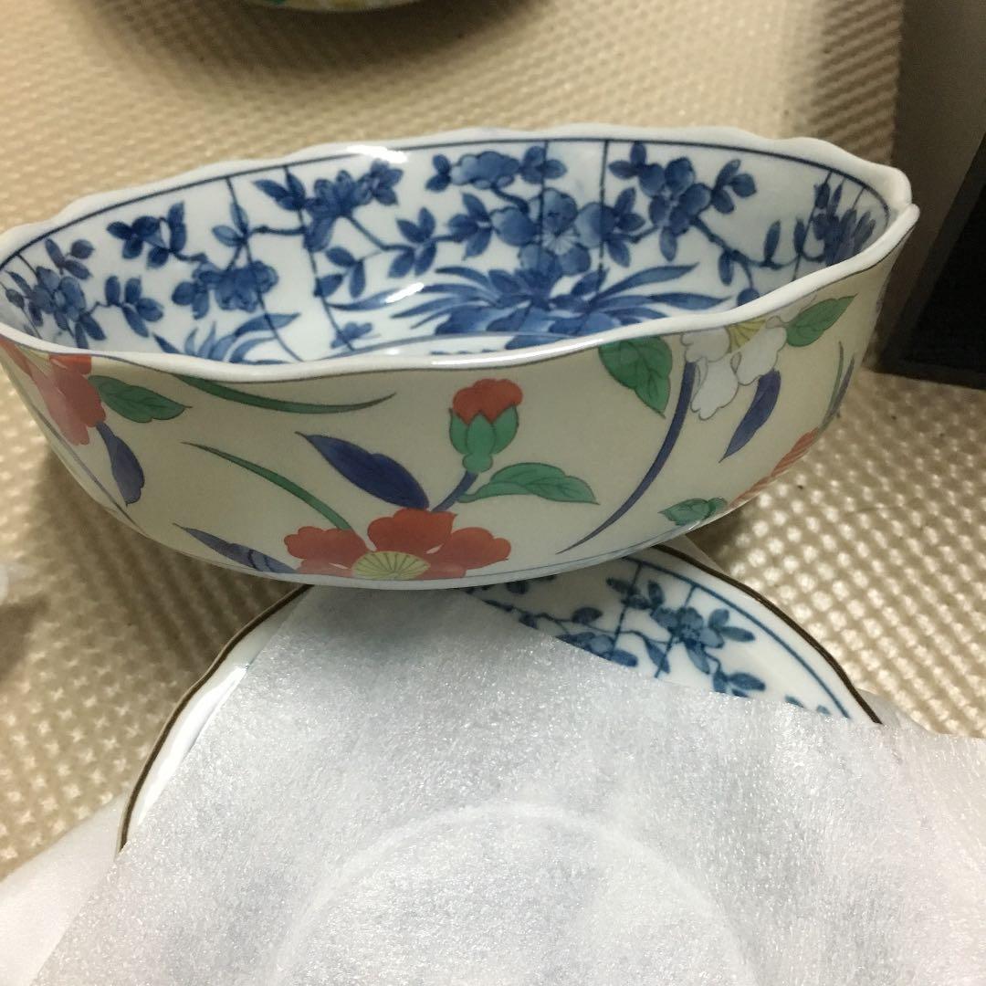 0652　盛鉢3客 小皿5客 菜箸1 セラミック藍