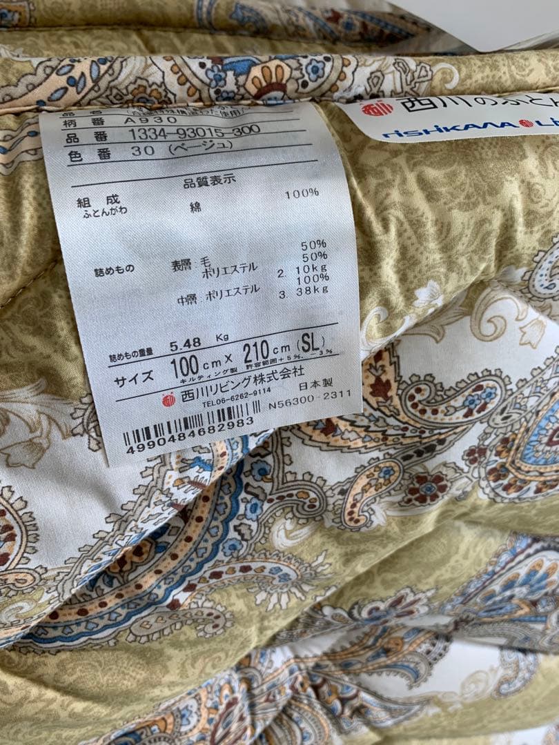 西川合繊入り羊毛敷布団(体圧分散)シングル