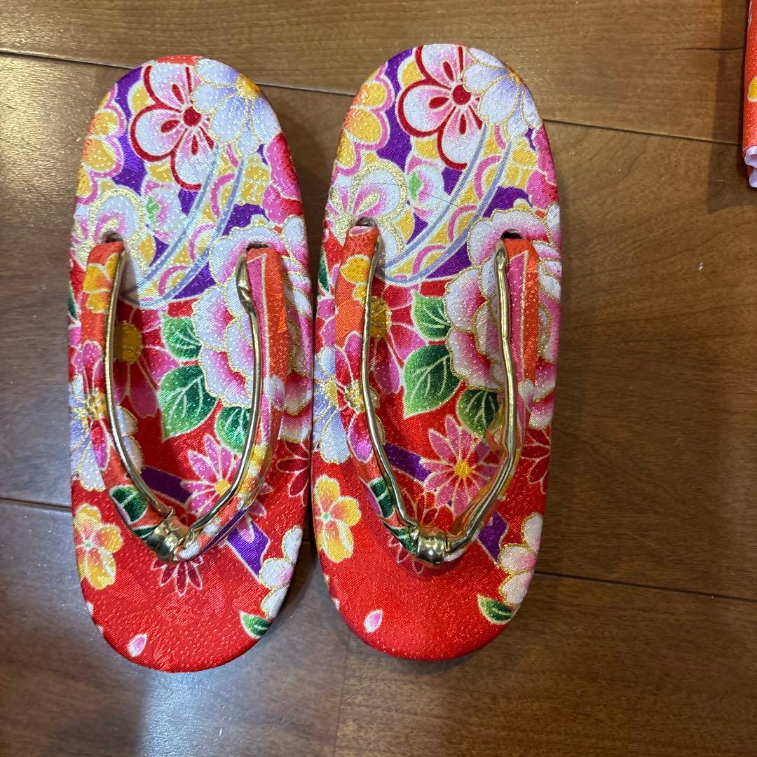 七五三 着物セット 赤 花柄　3歳　女の子