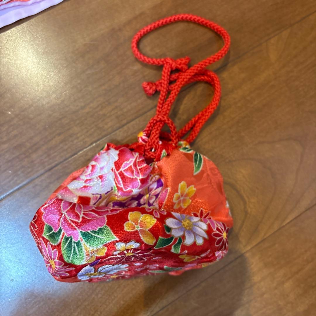 七五三 着物セット 赤 花柄　3歳　女の子