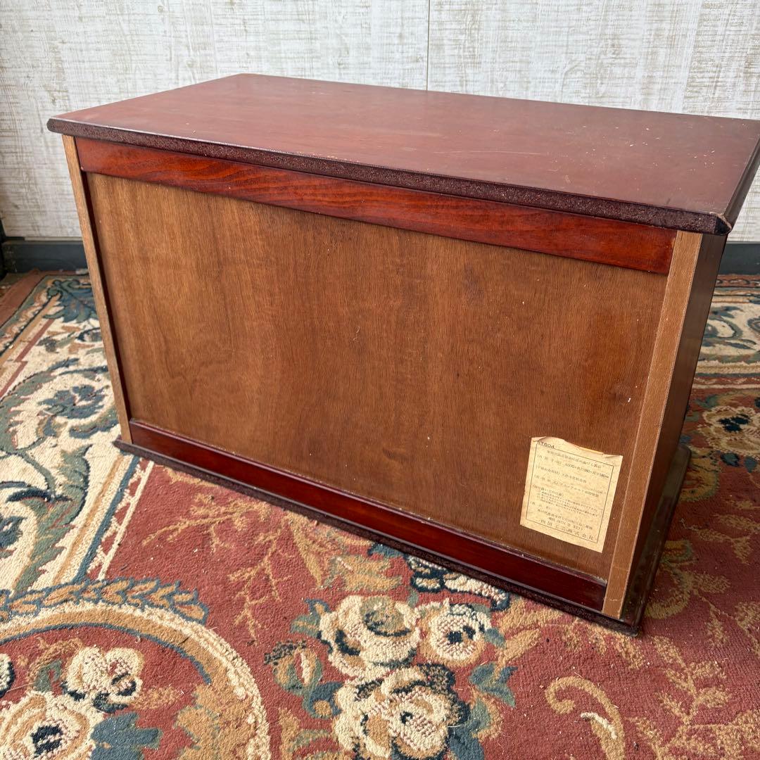 昭和レトロ 四国工芸 窓枠風ガラス扉 木製レコードラック キャビネット ラック