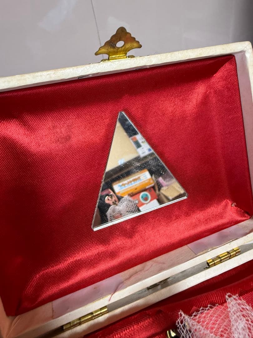 昭和レトロ FUJI 赤とんぼ バレリーナ回転オルゴール宝石箱 少女柄　当時物